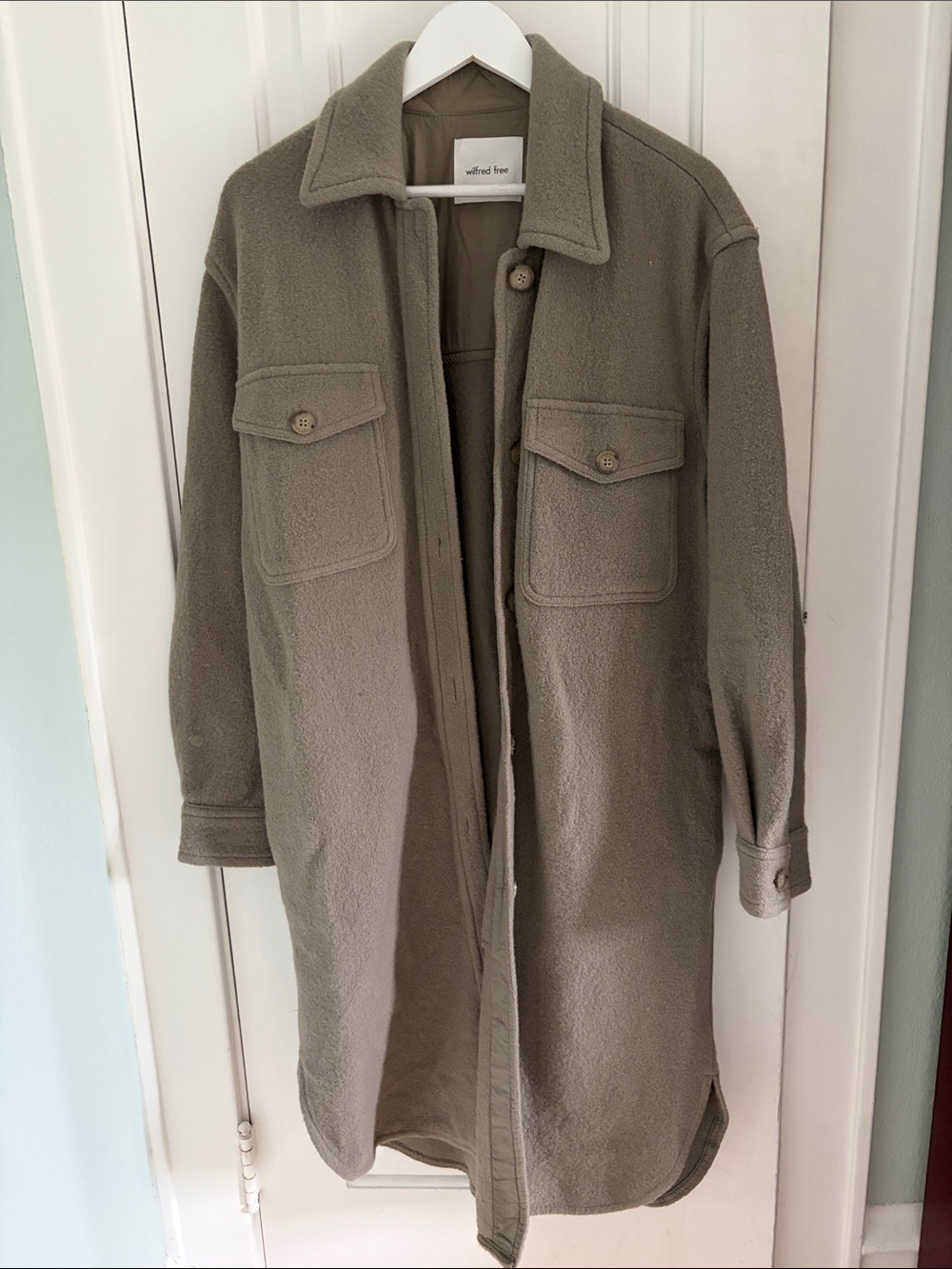 Aritzia • Wilfred Free Taupe Merino Wool Coat Size S